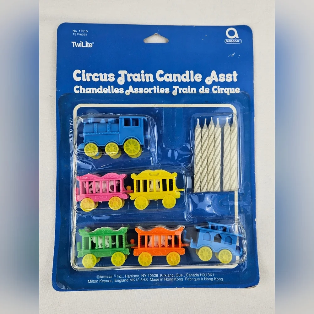 Vintage Circus Train Candle Set - Blue, Yellow, Pink, Orange Birthday
